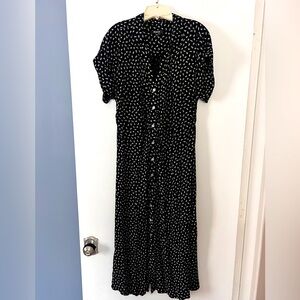 Madewell Black and White Notched Collar Maxi Sundress
